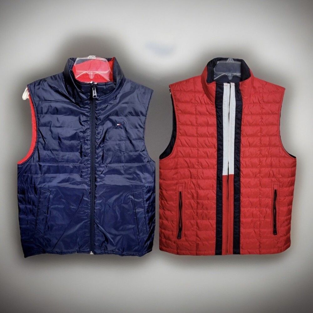 TOMMY Women's Vest SP Colorblock Reversible RED & BLUE Used